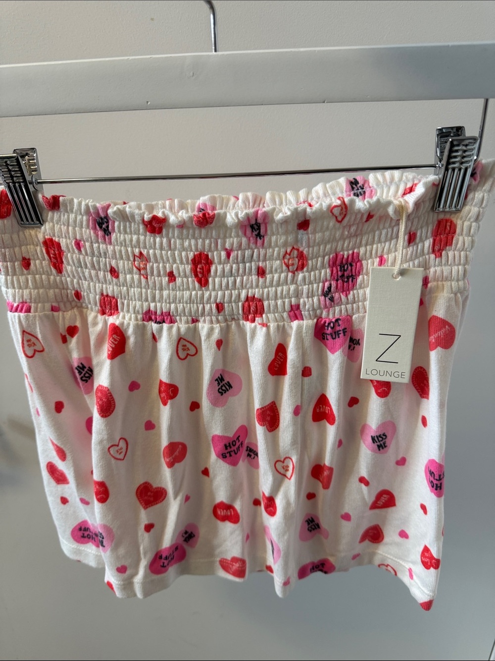 Z Supply White Pink Red Heart-Print Pajama Shorts